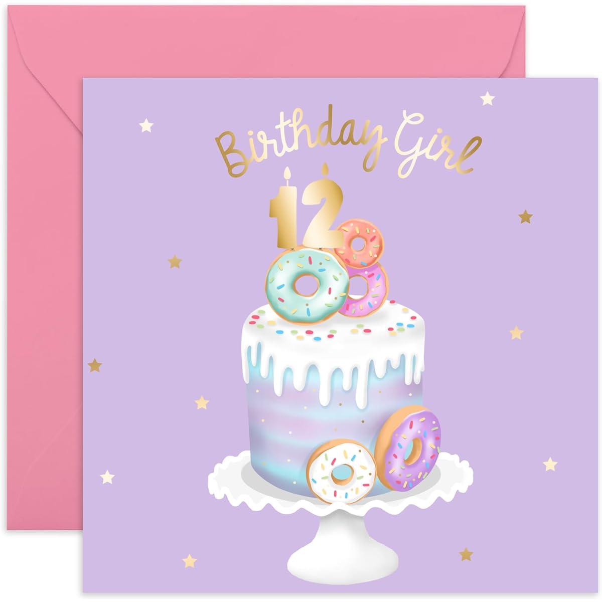CENTRAL 23 - Cute Birthday Cards for Girls - 'Birthday Girl' - 12th Birthday - Sweet Birthday Cards for Her - Birthday Cards for Daughter - With Cute Stickers