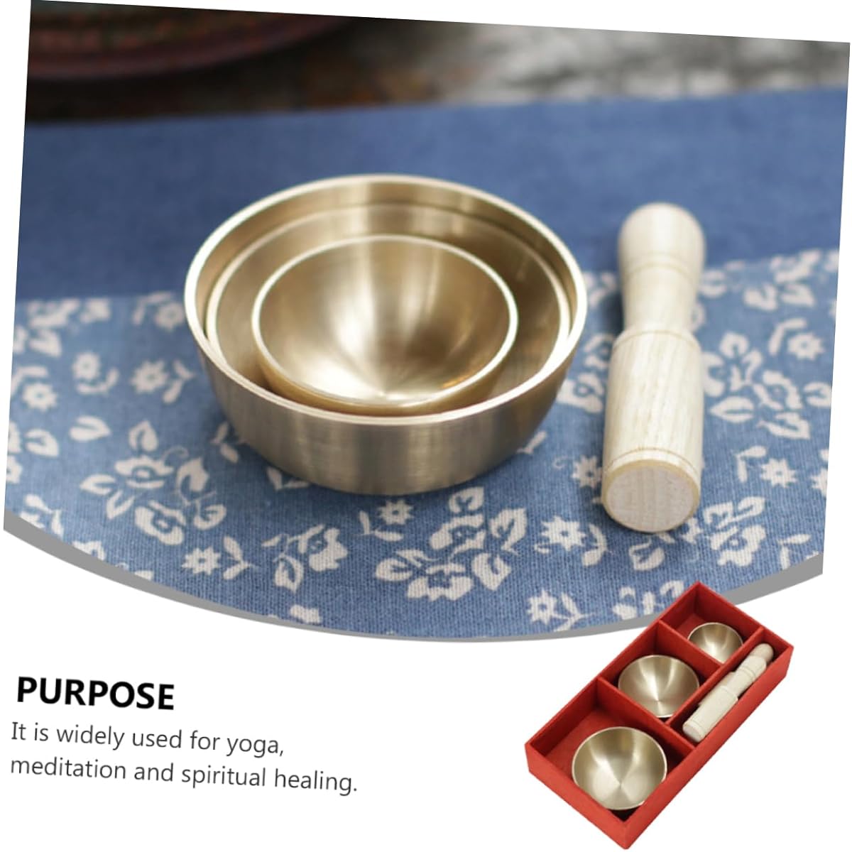 SWOOMEY 1 Set Buddhist Music Bowl Light Mini Tibetan Singing Bowl Tibetan Singing Bowl Creative Singing Bowl Meditation Bowl Yoga Stick