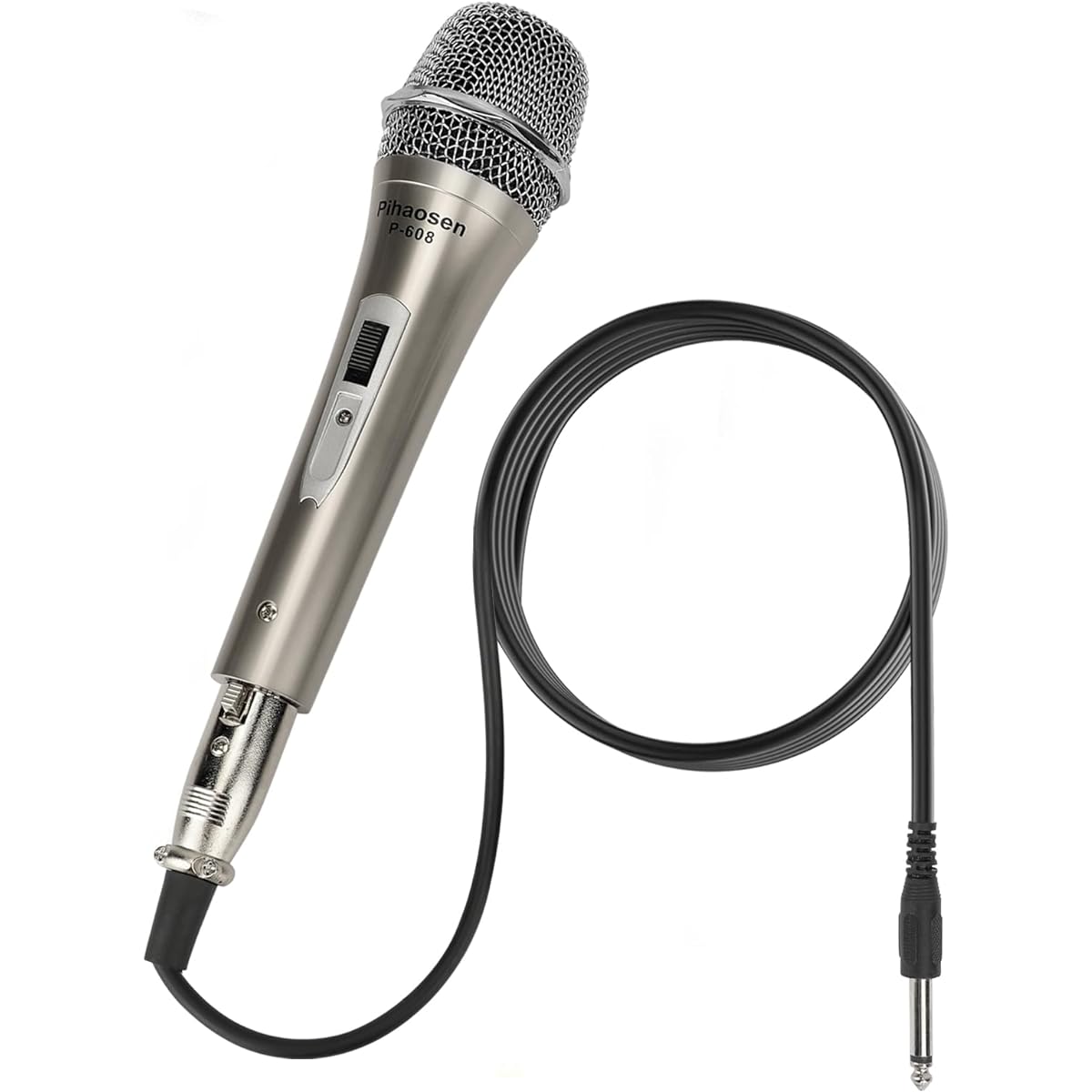 Pihaosen Handheld Microphone Metal Dynamic Microphone with 5MXLR Cable Perfect for Mixer/Amplifier/Karaoke Player Suitable for Family Gatherings/Speech/Karaoke