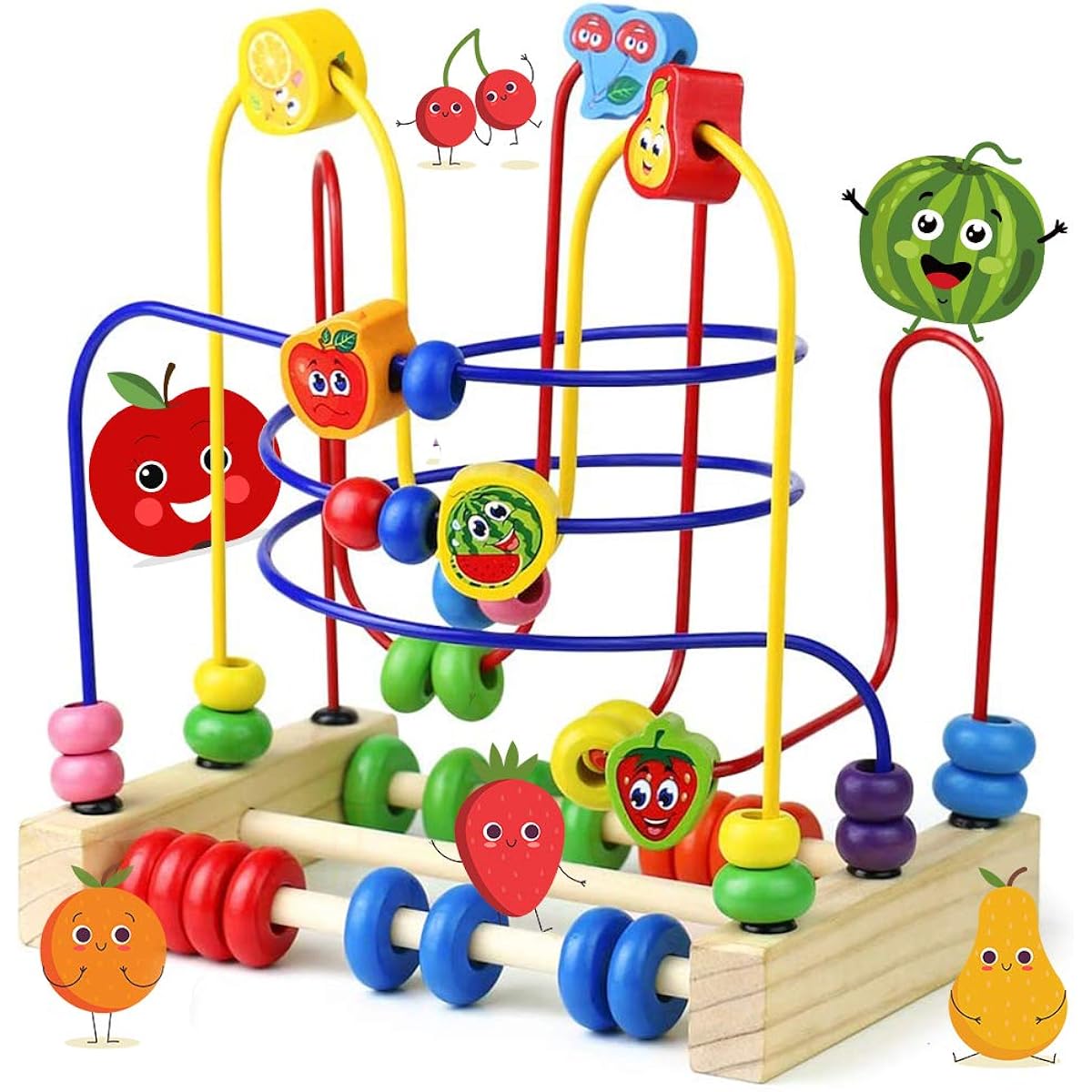 Fajiabao Bead Maze Wooden Toy Roller Coaster Colorful Abacus for Kids Boys and Girls