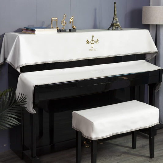 ece set, top cover + key cover + chair cover, electronic piano, cloth, soft, European style, stylish, musical note pattern, light blocking, dustproof, lightweight, stain resistant, thick, dustproof cover, piano protection cover, piano hanger, piano cover
