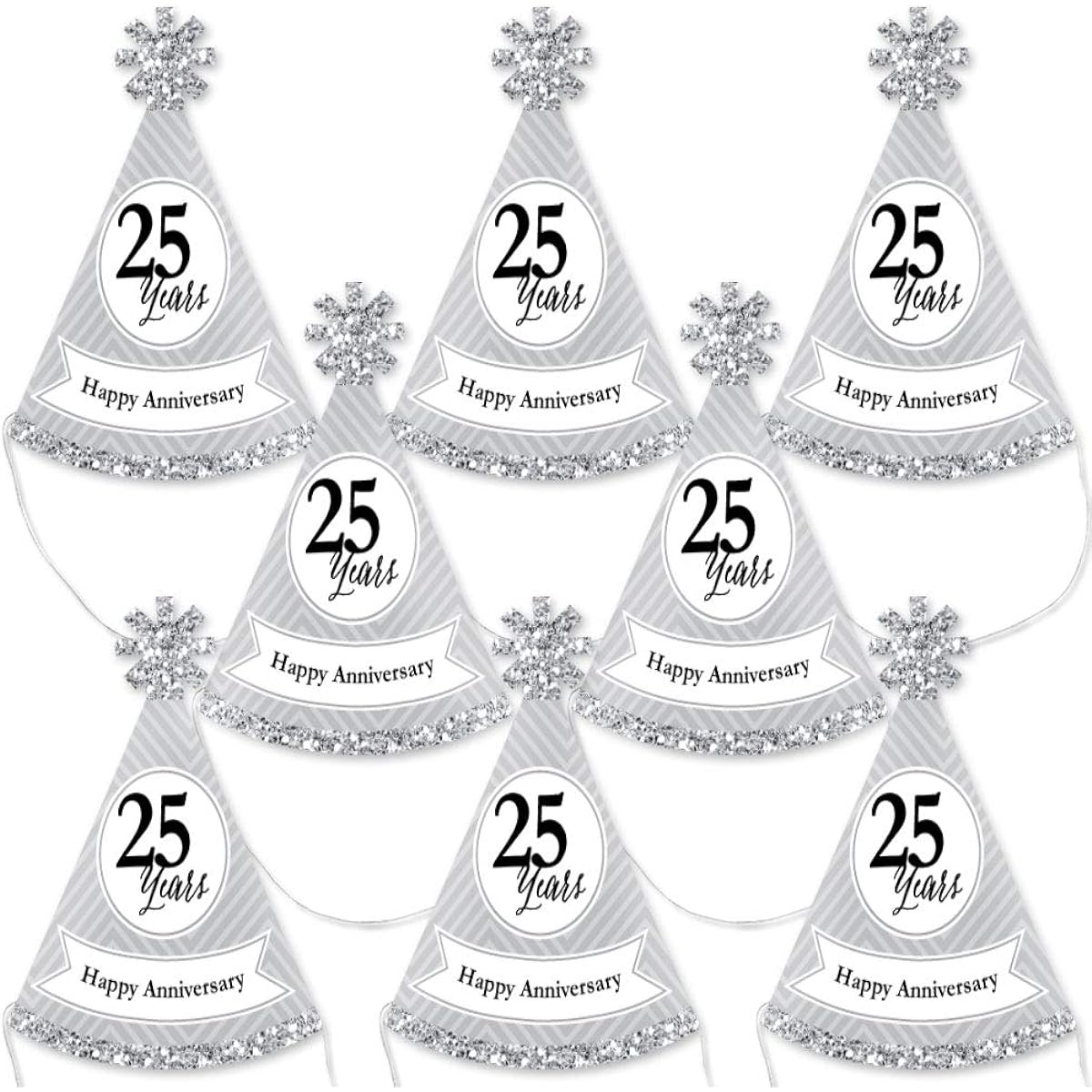 We Still Do - 25th Wedding Anniversary - Mini Cone Anniversary Party Hats - Small Little Party Hats - Set of 10