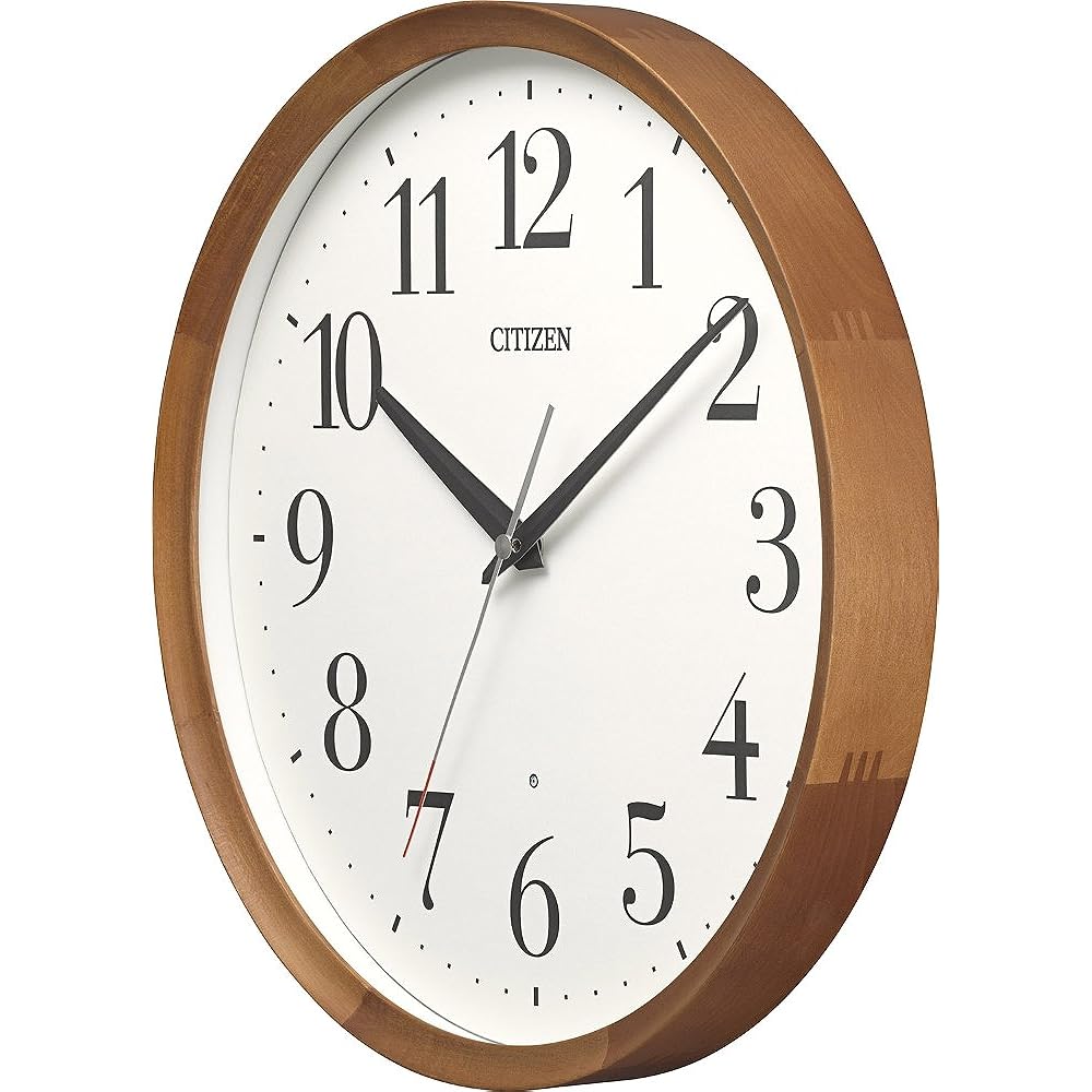 RHYTHM Table Clock/Wall Clock Brown Φ32x5.4cm Radio Analog M535 Continuous Second Hand Round Wood Citizen 8MY535-006