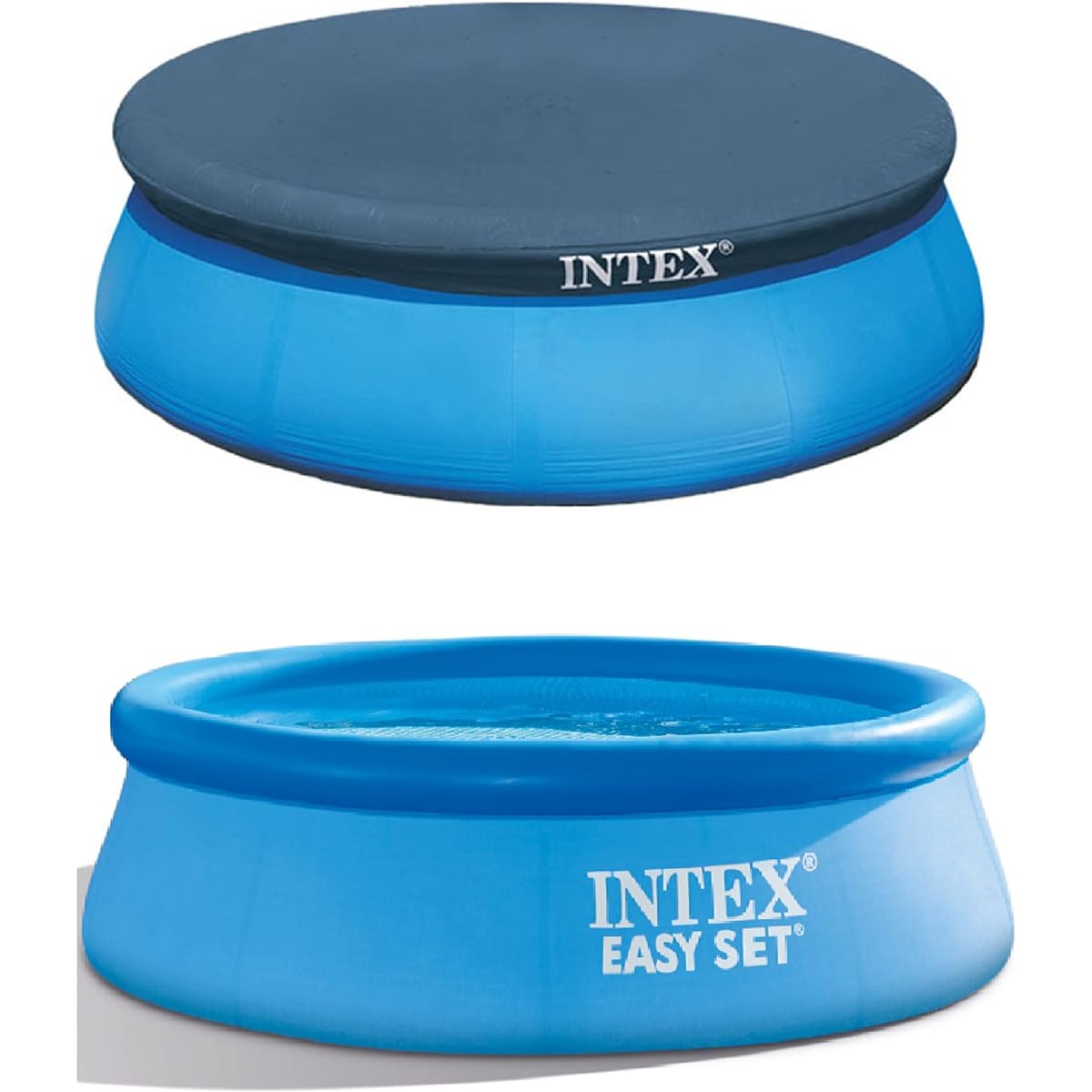 Intex 8ft Above Ground Swimming Pool Cover & Intex 8ft Inflatable Top Round Pool