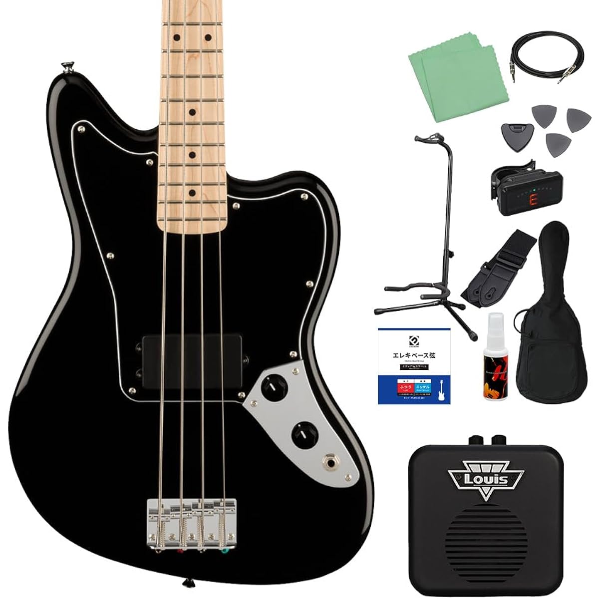 Squier by Fender Affinity Series Jaguar Bass H Maple Fingerboard Black Pickguard Black Bass Beginner 12-piece set [with mini amp] Jaguar Bass Squier/Squier