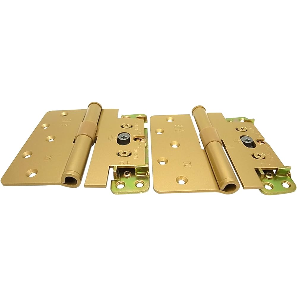 Wake Sangyo ARCH 3-dimensional adjustment hinge for right, top and bottom set, gold, height 102 x width 102 x thickness 2.5 mm, easy installation, position adjustment, door BH-384