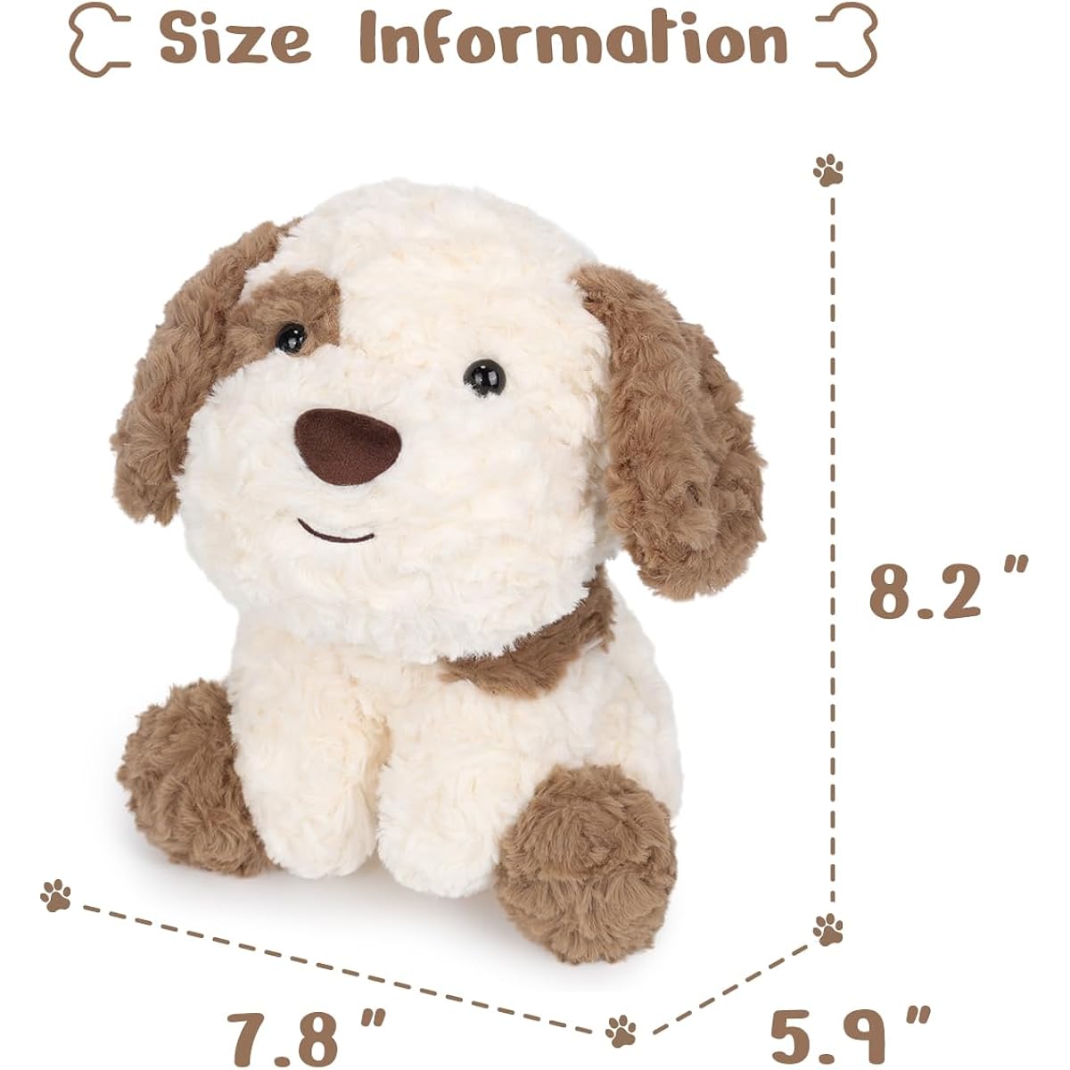 MELECERi Puppy Stuffed Animals, Cute Stuffed Animals for Girls Boys Anxiety Adults Soft Plush Pillows for Gifts Dog Stuffed Animals (8.2 Inch, Brown)