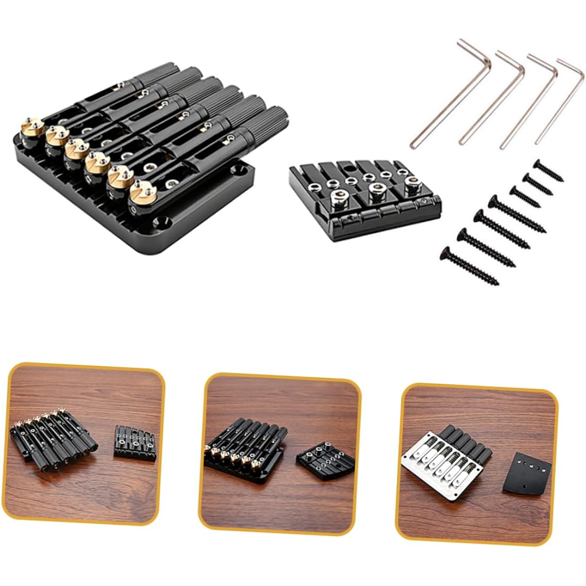 VINTORKY 1 set 6 string bridge set parts metal guitar electric e noir electric guitar the bridge part of no