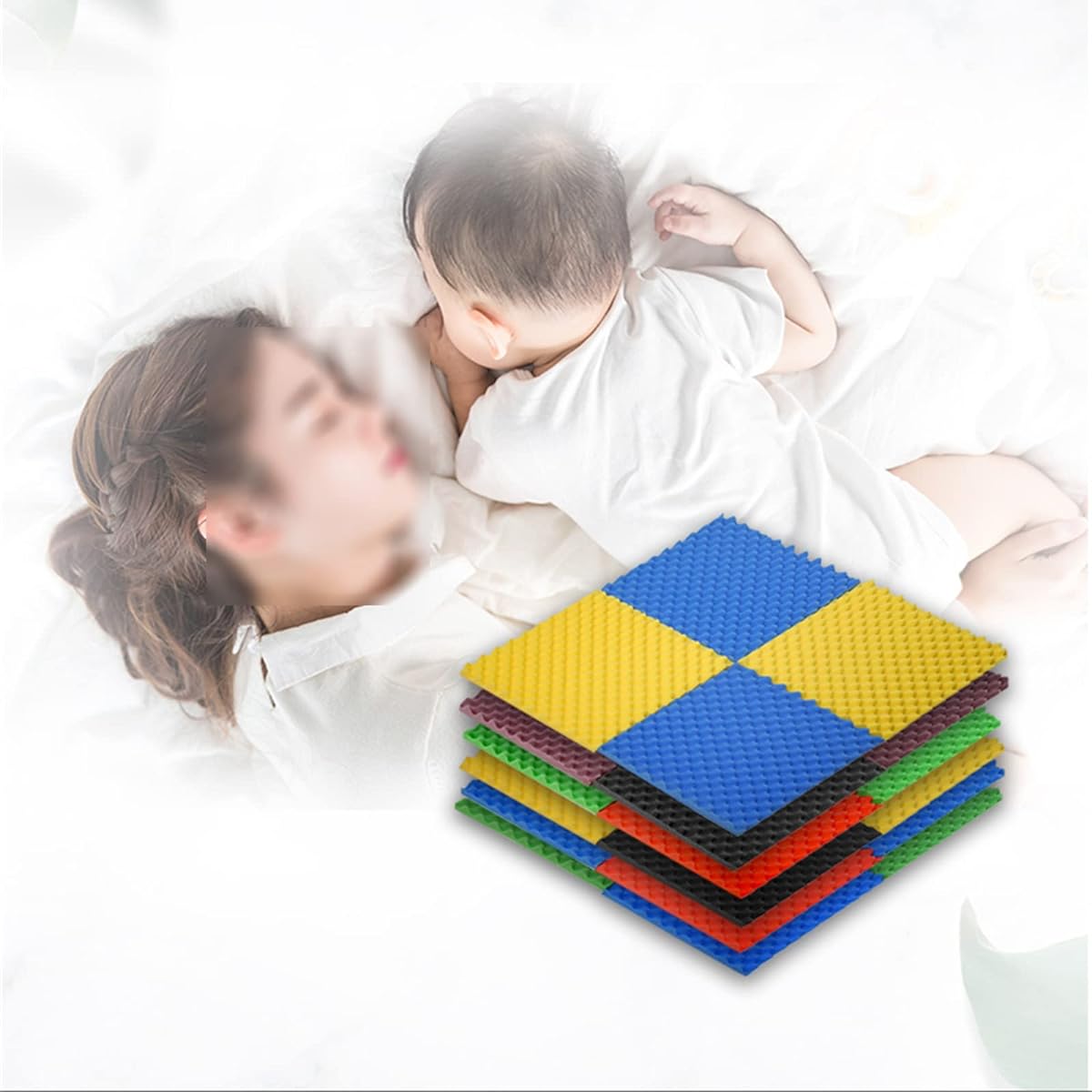 Acoustic Absorbing Panels, High Density Soundproofing Panels Flame Retardant Soundproofing Pads for Sound Deadening or Noise Cancelling 10pcs (F 50*50*3CM) (E 50*50*3CM)