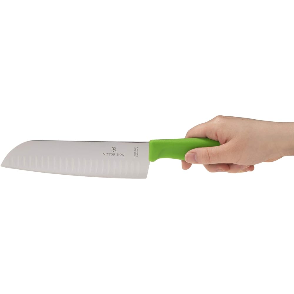 VICTORINOX Santoku Knife Grooved 17cm Green Swiss Classic Universal Knife 6.8526.17L4-X1