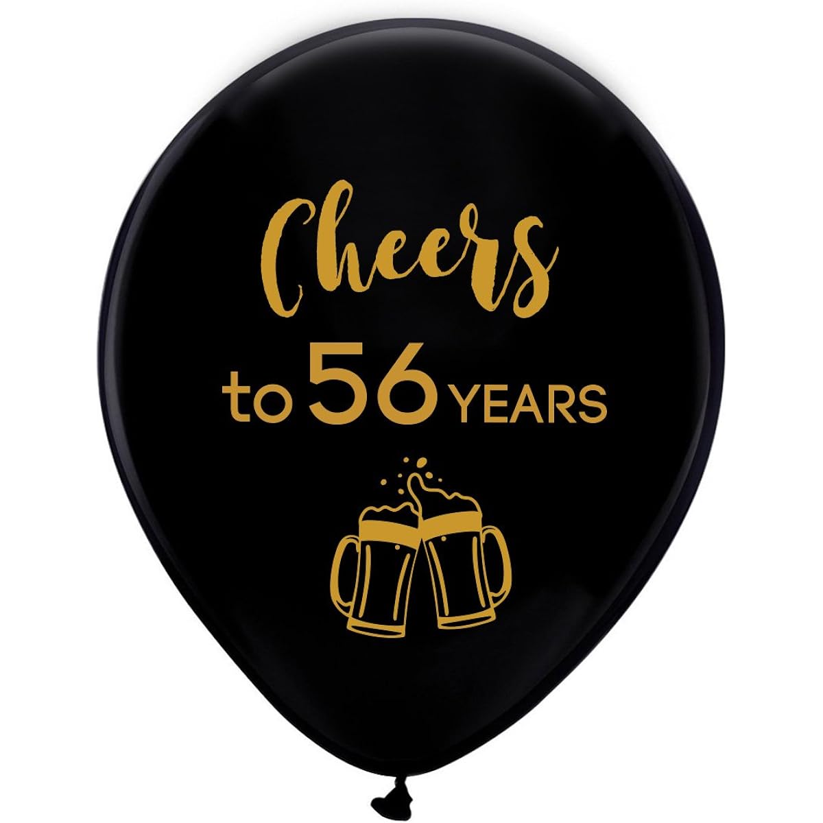 Black Cheers to 56 Year Latex Balloons, 12 Inches (16 Pieces) 56th Birthday Decorations Party Supplies for Man and Woman