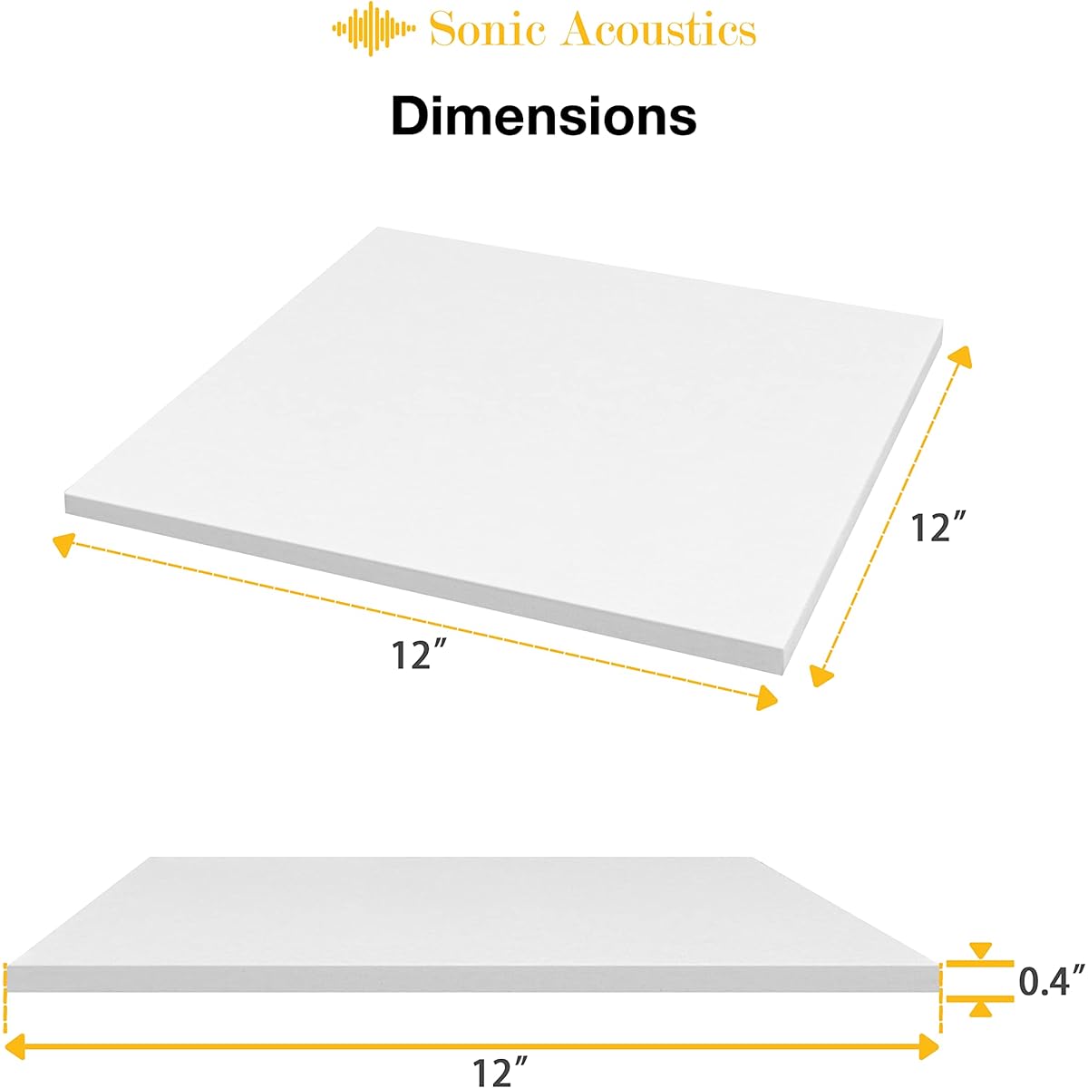 Fstop Labs 12 Pack Set Acoustic Panels for Home & Office, 12 x 12 x 0.4 Inch White Acoustic Soundproofing Insulation Panel Tiles, Acoustic Treatment