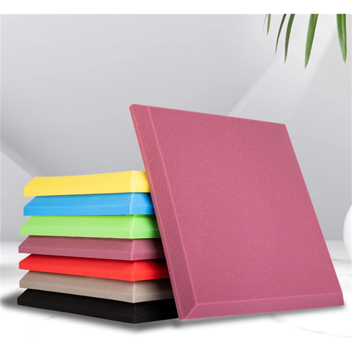 Studio Sound Absorbing Cotton, Studio Foam Soundproof Panel High Quality Sound Absorbing Sponge for Recording Studio or Conference Room (Purple 50*50*5CM) (Red 50*50*5CM)