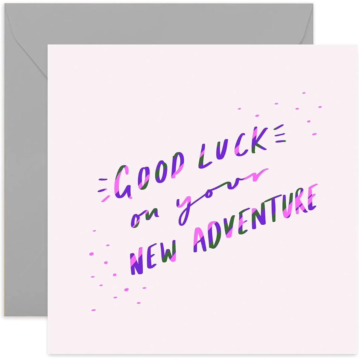 Old English Co. Good Luck New Adventure Card - Neon Purple Job Hunting Card for Women | Cute and Fun Design for Her, Sister, Niece, Daughter, Friend | Blank Inside and Includes Envelope