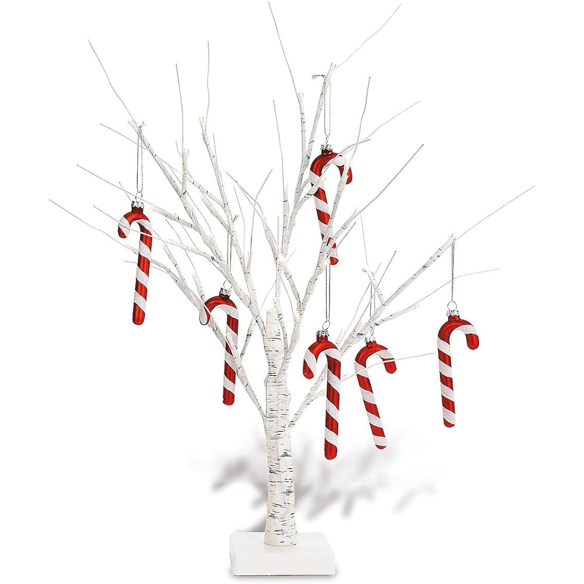 White Twig LED Tabletop Holiday Tree - 15" LED Light & Timer Mini Ornament Centerpiece Decor for Home Valentine Easter Christmas