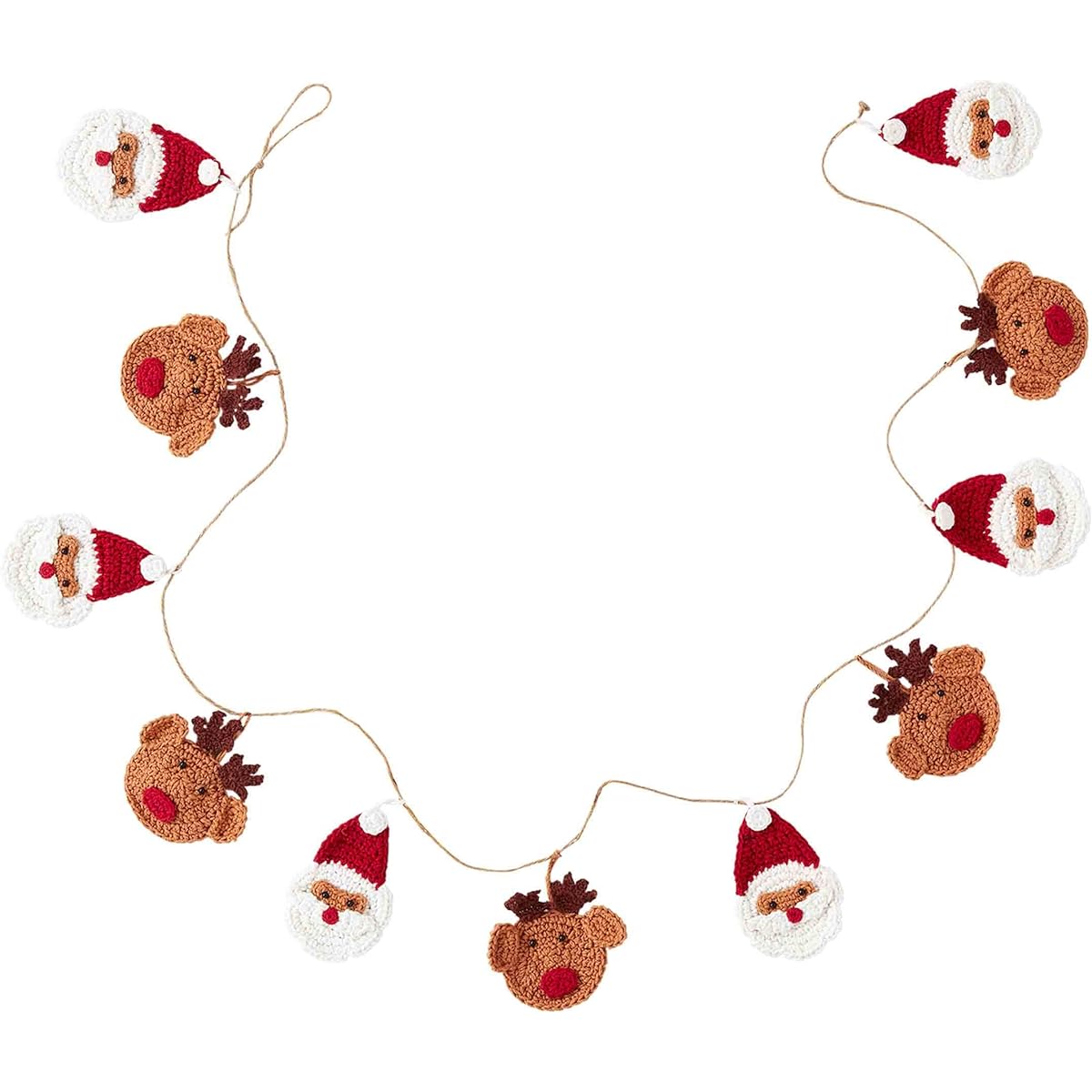 Mud Pie Crocheted Christmas Garland Santa 60" x 5"