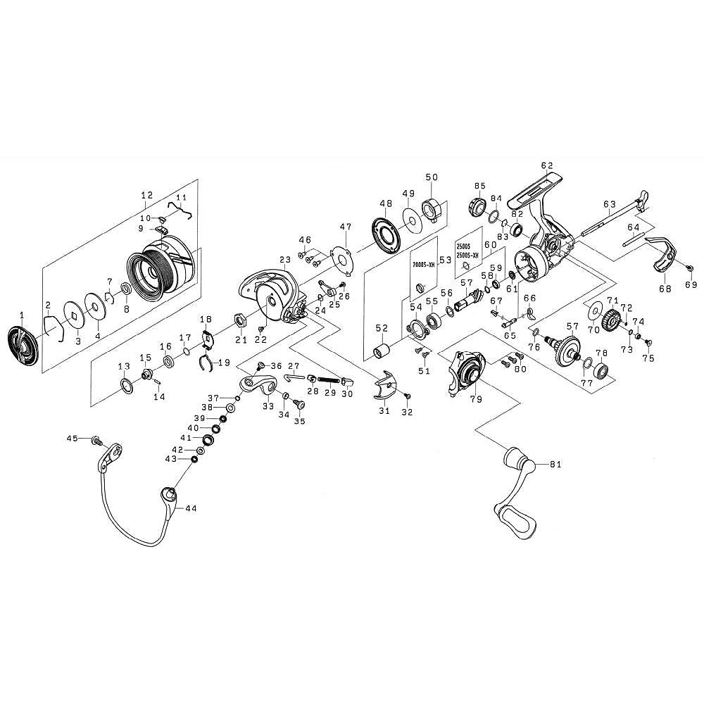 DAIWA Genuine Parts 18 Tatula LT2500S-XH Handle Part Number 81 Part Code 1H2A97 000600741H2A97