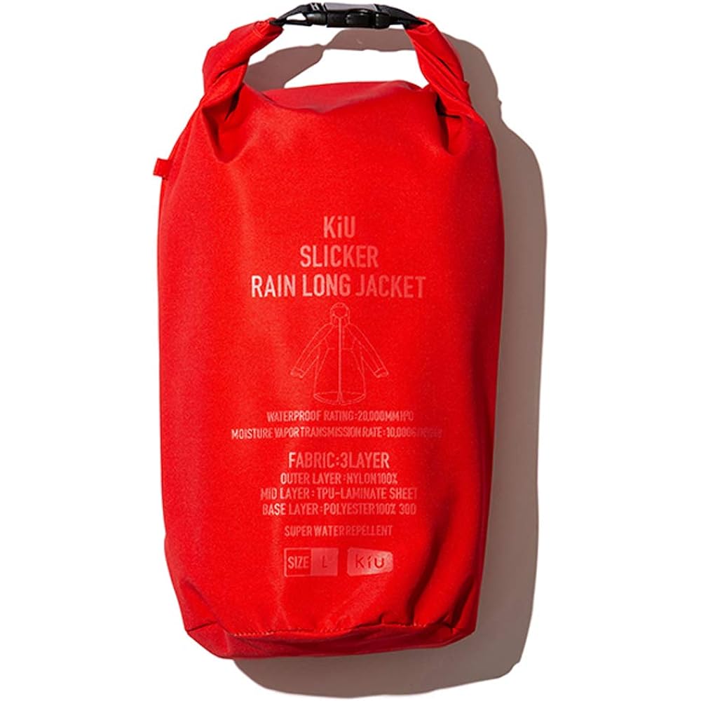 KiU Raincoat for Heavy Rain Slicker Rain Long Jacket Red L Moisture Breathable Durable K153L-916