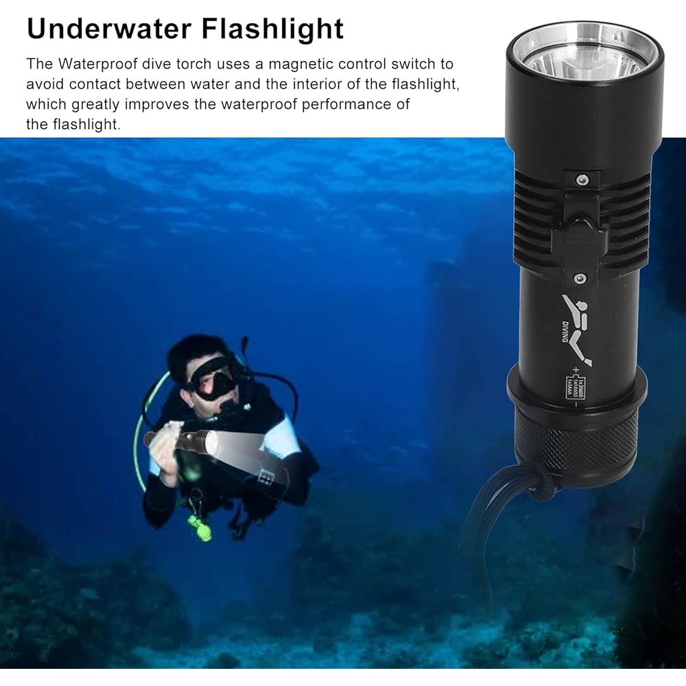 Diving Light, Magnetic Switch Waterproof Diving Torch Preservative IPX8 Waterproof 5000LM Brightness Underwater Auxiliary Light for Diving