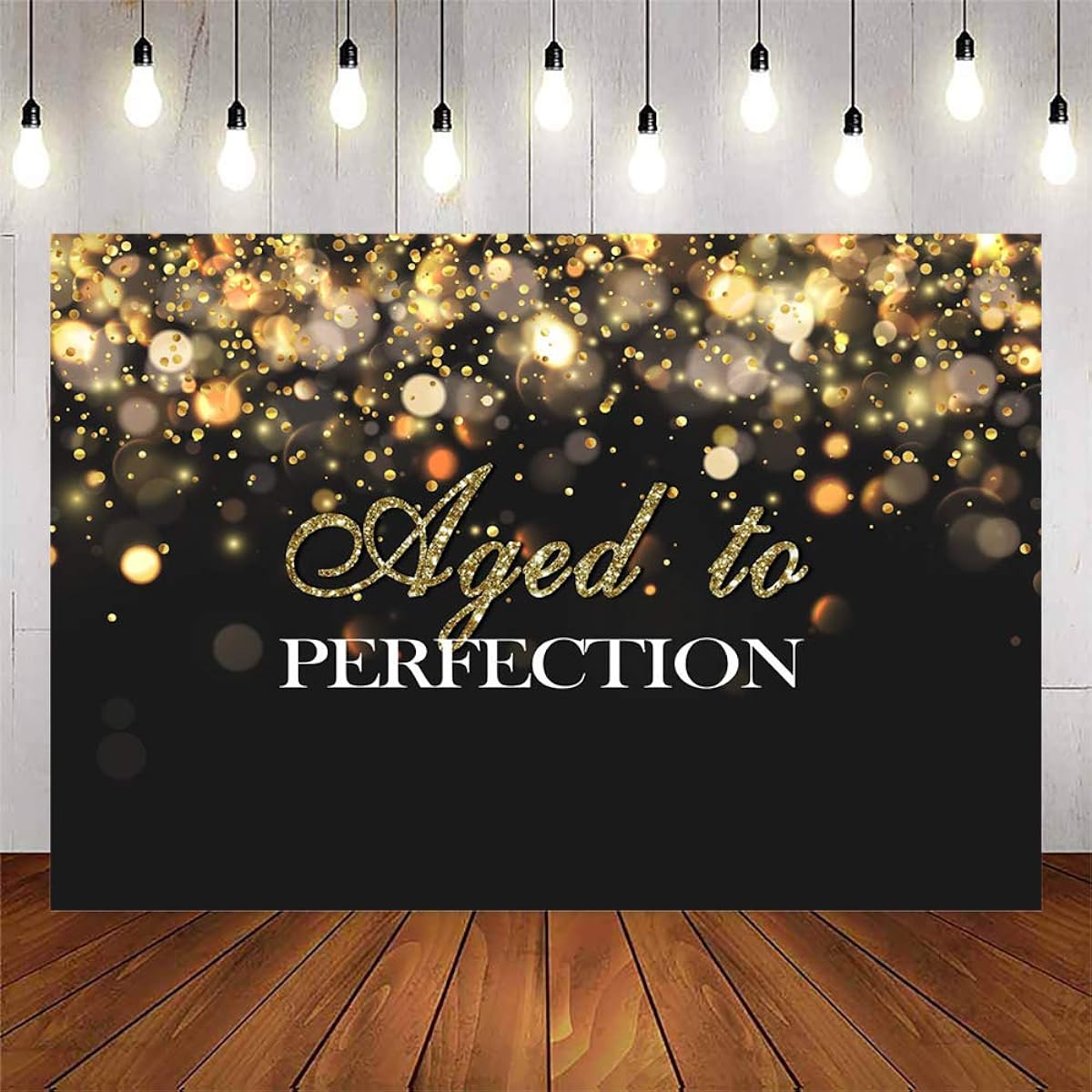 Avezano Aged Birthday Backdrop Glitter Bokeh Photography Background 30th 40th 50th 60th 70th 80th 90th 100th Perfection Aged Toe Party Decorations Banner (7x5ft)