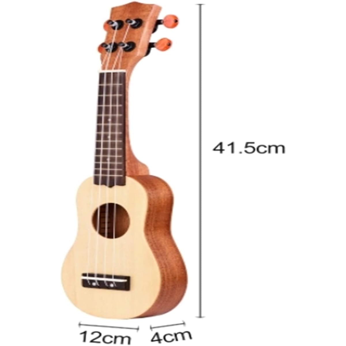 Ukulele 17 Inch Acoustic Portable Pocket 4 String Guitar Spruce Wood Topboard with Carry Bag (Color : Wood, Size : 41.5 x12 x4cm)