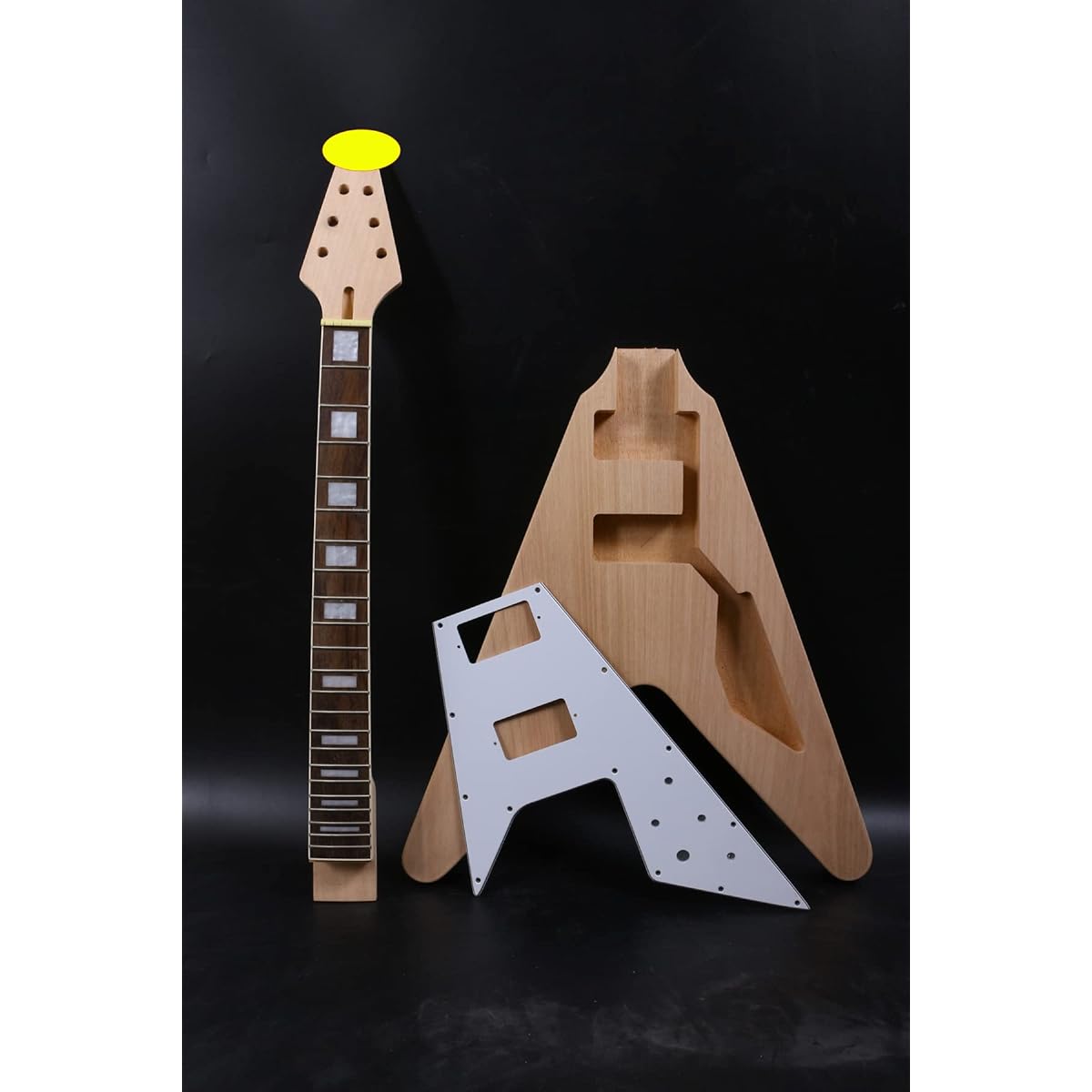 Guitar Kit Guitar Neck 22 Fret 24.75 Inch Block Inlay Set Heel DIY Guitar Body Replacement 1 Set