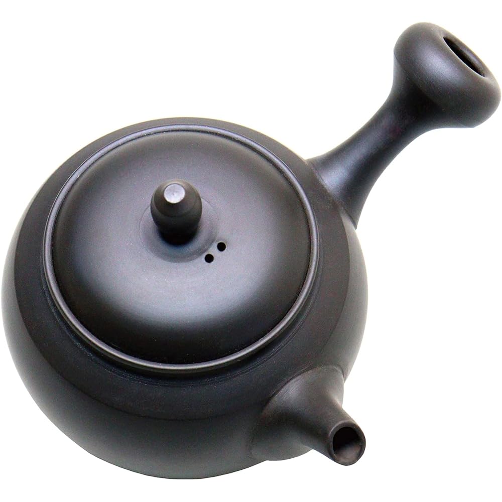 Yamakiikai Fire Kiln Elevated Pot Shape Plain Teapot KZ07 Black 120ml