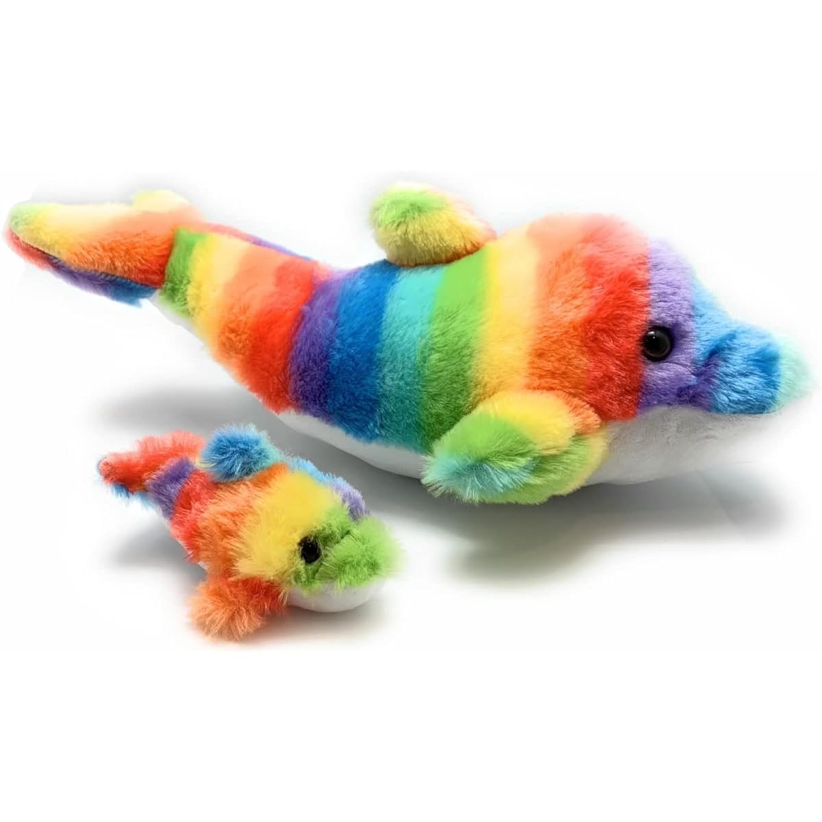 Funstuff 18 Rainbow Dolphin with Baby | Soft Plush Dolphin
