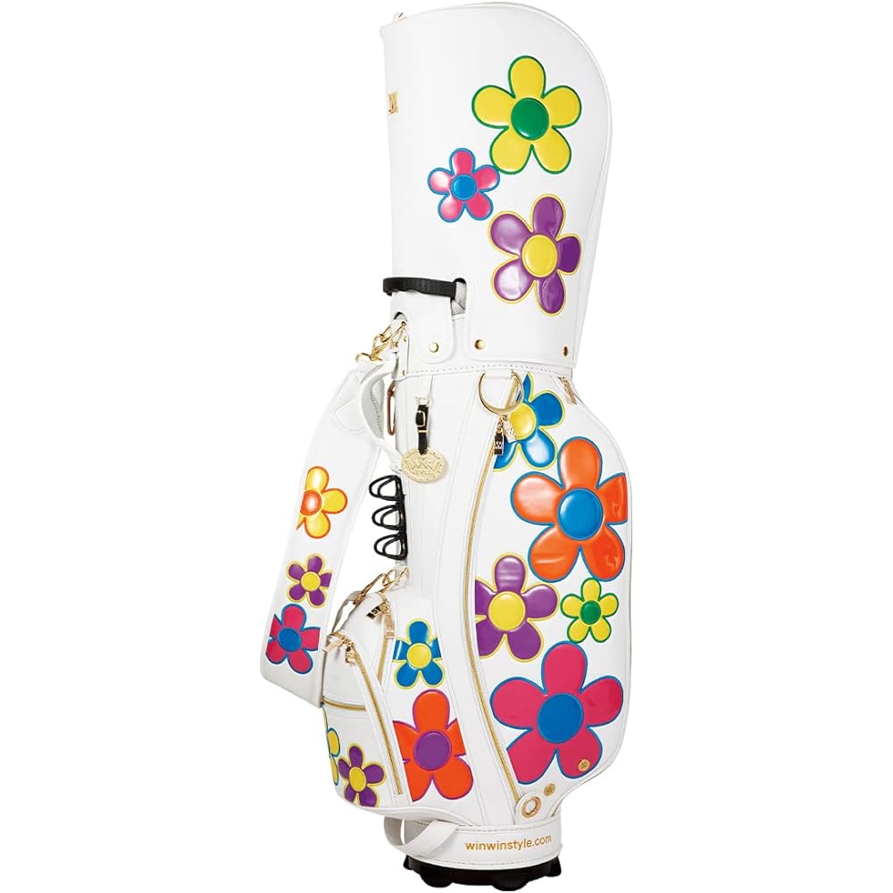 WINWIN STYLE COLORFUL DAISY CART BAG Colorful Daisy Cart Bag GOLD Version Caddy Bag CB-801 WH