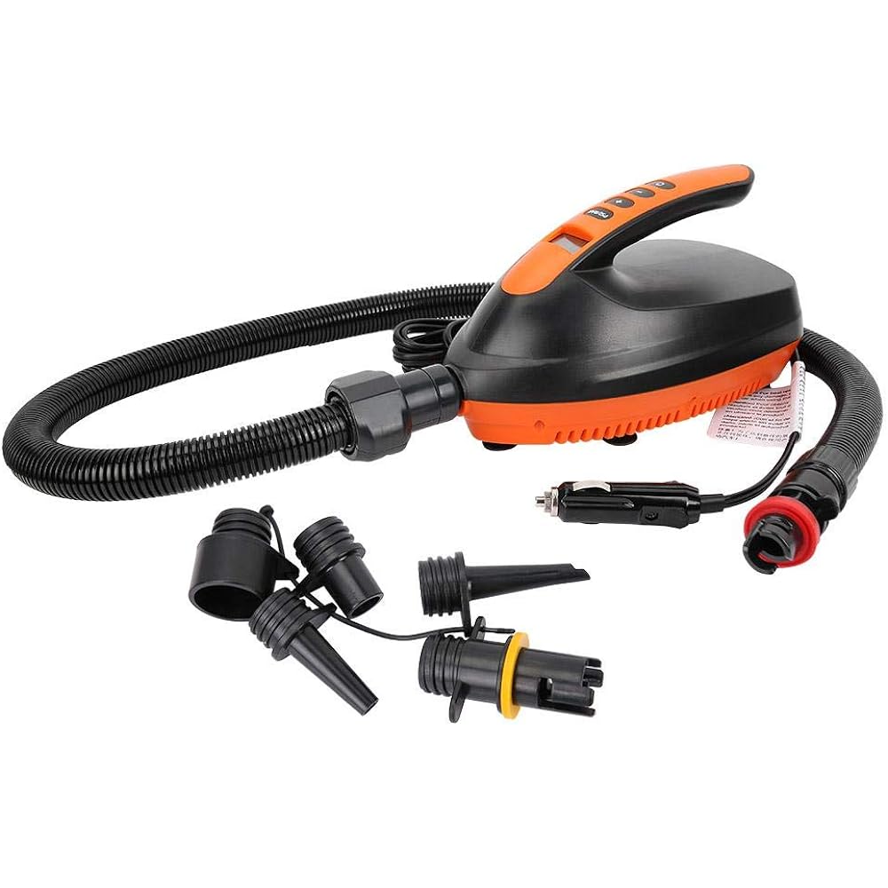 Rechargeable Pump Electric Air Pump Air Pump with LCD Screen Can Increase/Decrease Pressure Value DC 12V with Nozzle For Air Cushion/Air Bed Mat/Inflatable Tent/SUP, etc.