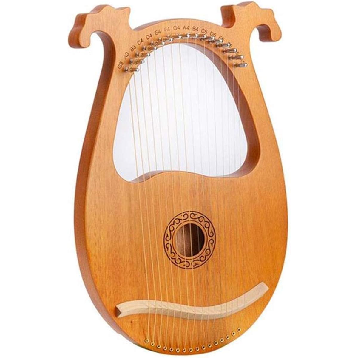 WowZza Lyra Harp 16 Wooden String Solid Wood Lyra Harp with Tuning Key for Music Lovers