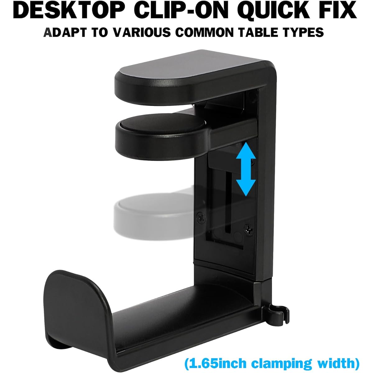 Worukio Premium Adjustable Headphone Stand PC Gaming Headset Universal Fit Headphone Holder Hanger Mount Earpiece Hook Cable Clip Organizer Pack of 2