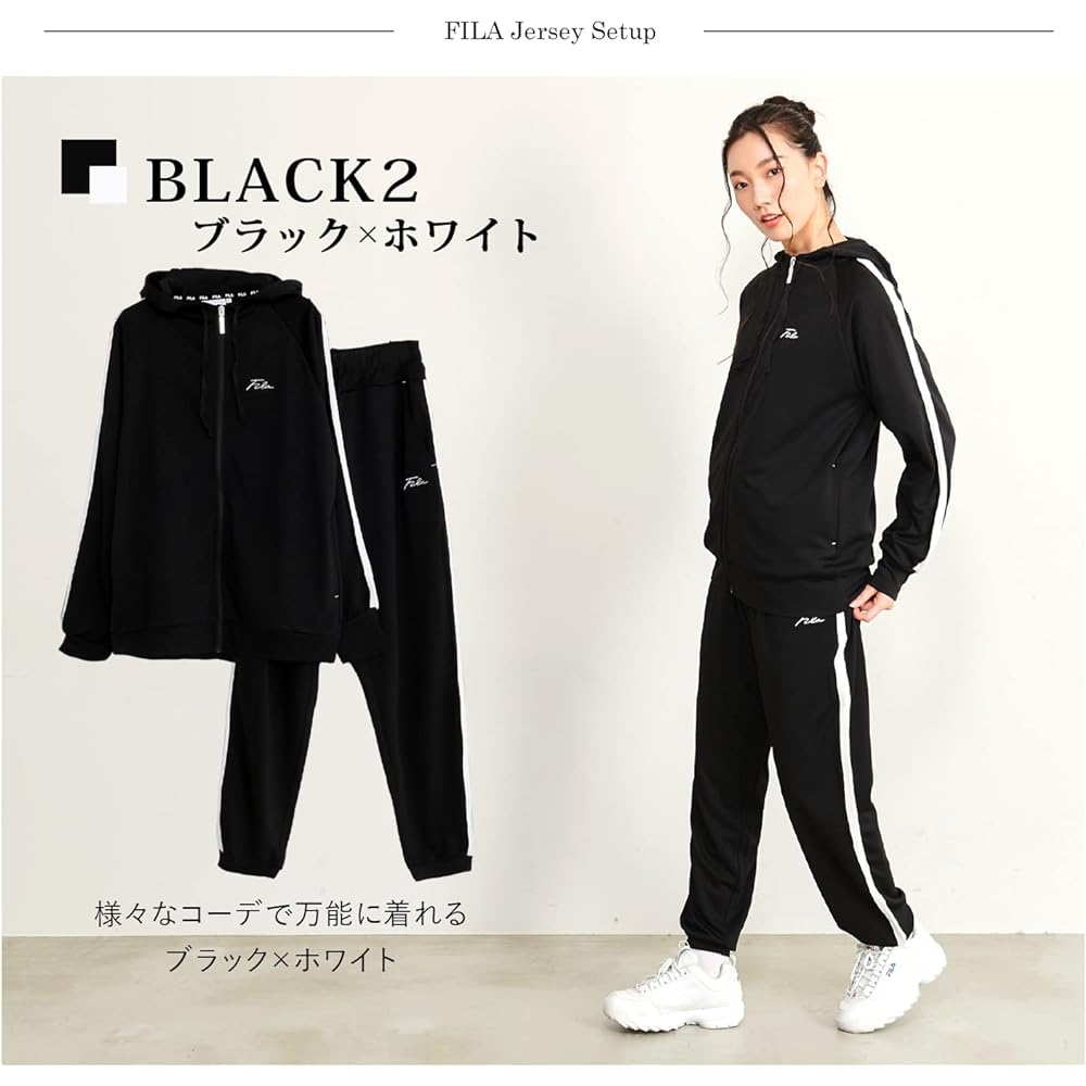 [Fila] Jersey Top and Bottom Set Women's Hooded Zip Up Parka Fitness Training Wear Sportswear Gym Cursive Embroidery Lined