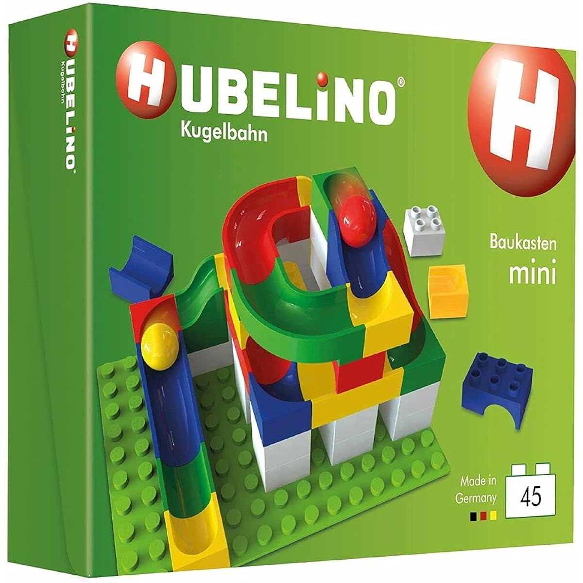 HUBELINO Marble Run - 45-Piece Mini Set - the Original Made in Germany - Certified and Award-Winning Marble Run - 100% Duplo Compatible