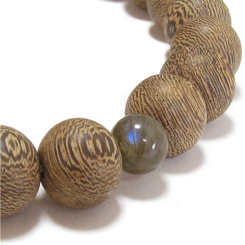 Prayer beads made in Japan > Men's striped iron sword (Tagaya-san) Labradorite Pure silk tassel Comes with a prayer bead bag Handmade prayer beads that can be used by all sects Luxury Domestic prayer beads [Long-established prayer beads manufacturer foun