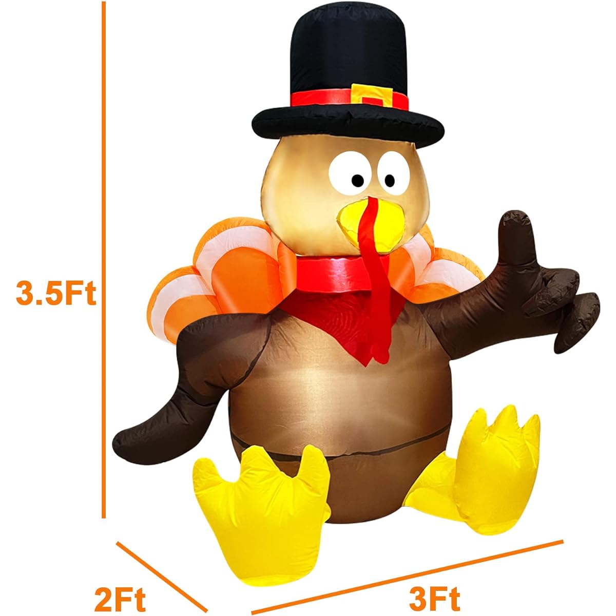 TURNMEON Thanksgiving Decorations Inflatable Turkey 3.5ft Cute Thanksgiving Fall Decor