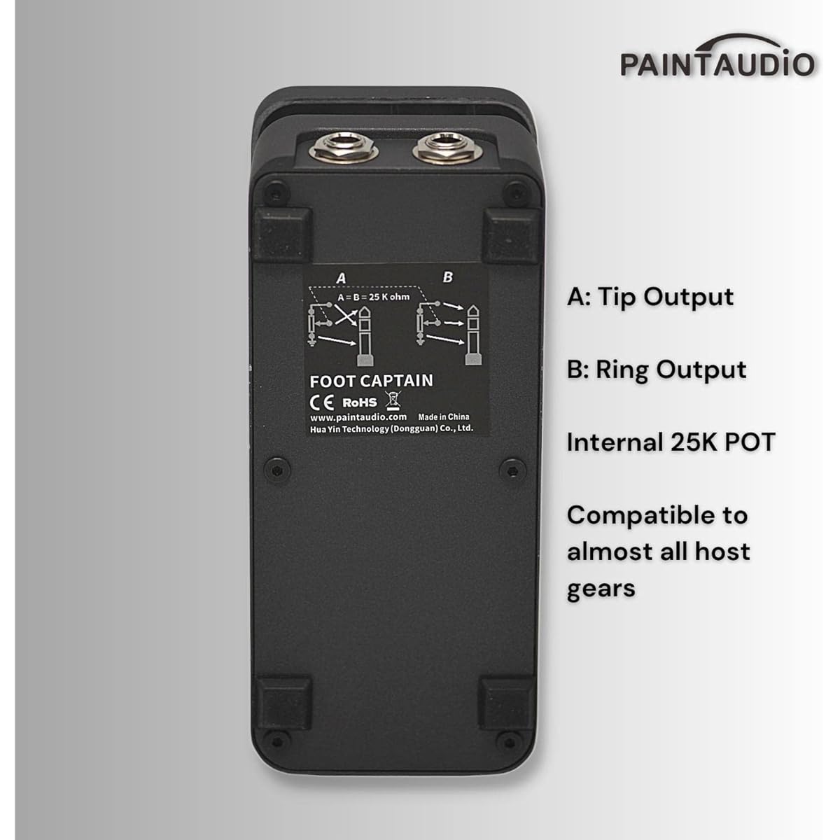 Paint Audio Foot Captain Dual Output Expression Pedal Multi-Effects Supports Tip/Ring Connection (Foot Captain)