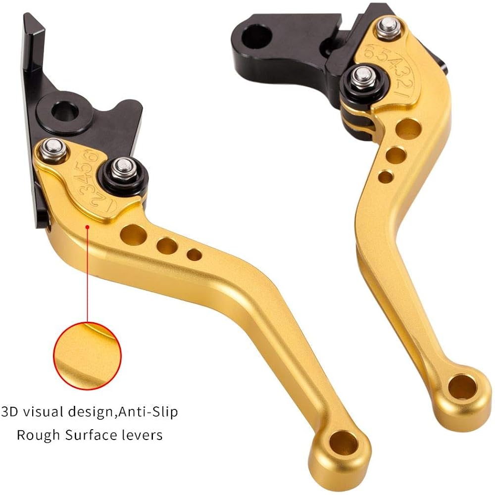 Hopider Short Brake Clutch Lever for Yamaha YZF R1 2004-2008, YZF R6 2005-2016, R6S Canada Version 2006, R6S EUROPE Version 2006-2007 Black Gold Hopider17