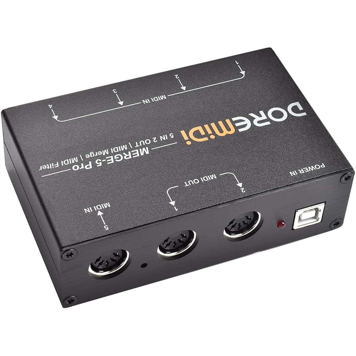 DOREMiDi MERGE-5 Pro can merge up to 5 MIDI input signals into one MIDI data stream, which can be directly output via 2 MIDI interfaces.