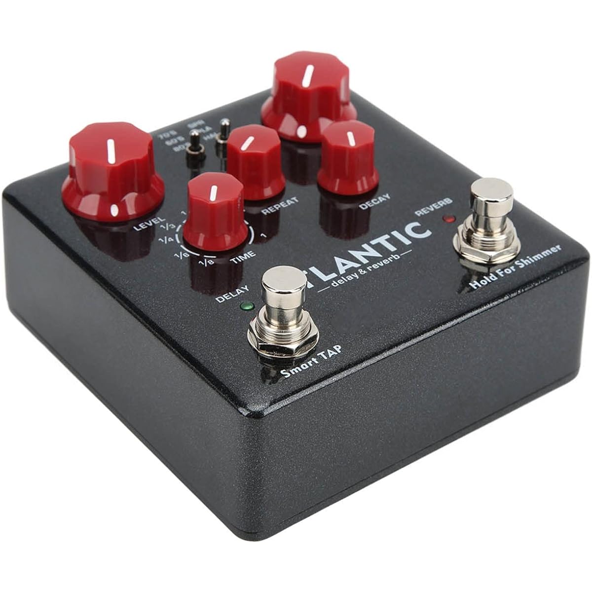 Guitar Pedal, Multi Delay Reverb Pedal Metal Stereo Input Output for Guitar
