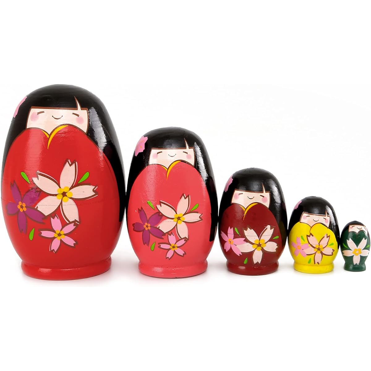 Bgraamiens Nesting Dolls Russian Matryoshka Wooden Stacking Dolls Handmade Toys for Kids (Japanese Girl in Kimono)