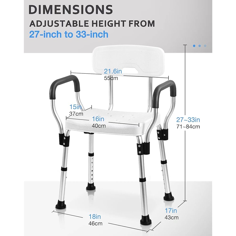 Sangohe Show Chair Shower Chair with Handle Shower Bench Shower Stool with Removable Back 796C-A