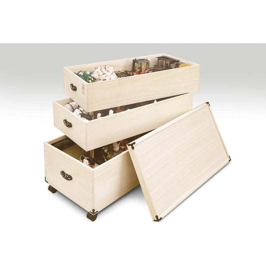 [Fournir Furniture] Japanese-made Hina doll storage case, paulownia wood, with casters, complete, arare-gumi, Hizen Kiri Mingei (3-tier (7-tier storage type))