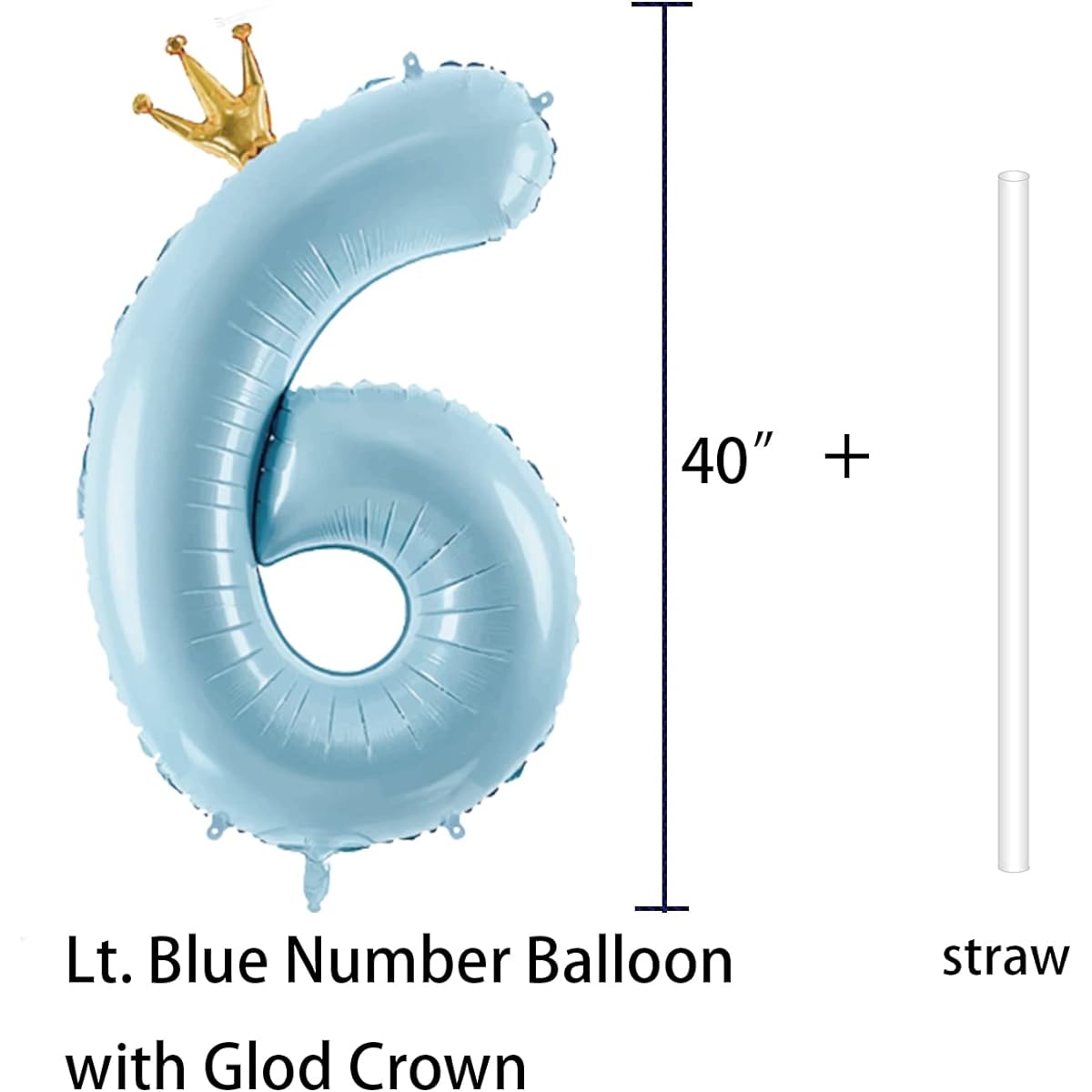 Gifloon Number 6 Balloon with Crown Large Number Balloon 40 Inch 6th Birthday Party Decorations Supplies 6th Birthday Sign Decoration Blue