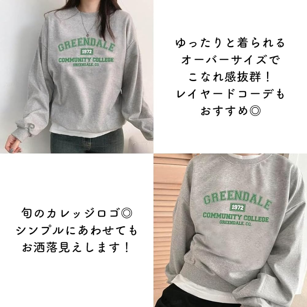 [MIRA MARIV] Made in Korea and imported directly from Korea GREENDALE Print Oversized Sweatshirt Sweatshirt Women's Fleece Lined Top Casual Loose Stylish Large Size Body Covering Spring Autumn Winter
