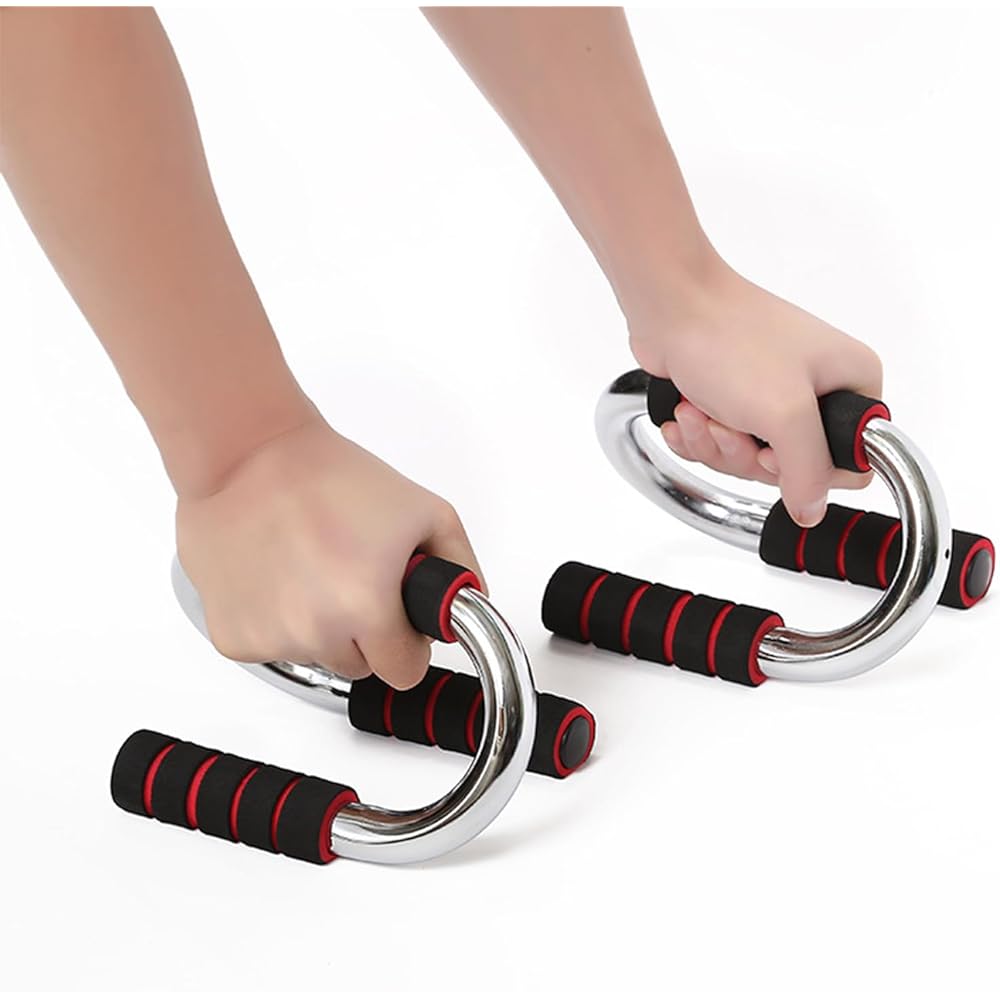 FOCUHUNTER Push Up Bar, Push Ups, Muscle Training, Iron Metal, S Type, Set of 2, Load Capacity 150kg, Easy to Carry, Large Chest Muscles, Brachialis Muscles, Abdominal Muscle Training