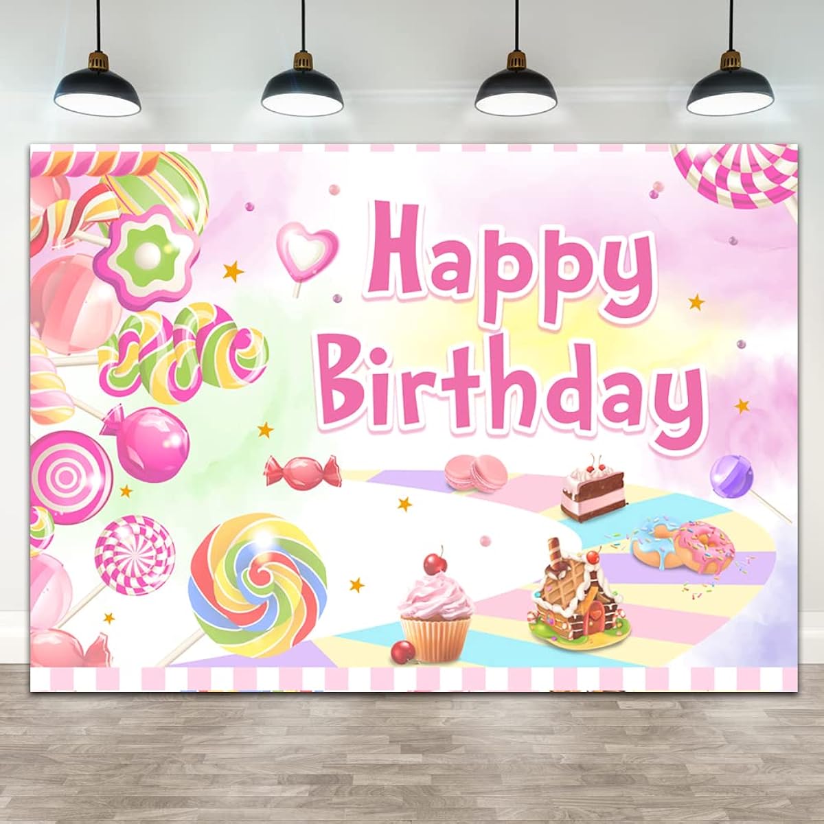 Ticuenicoa 7x5ft Candy Land Birthday Backdrop Cupcake Candy House Donut Sweets Kids Girls Birthday Party Banner Decorations Girls 1st 2nd Birthday Party Wall Banner Decoration