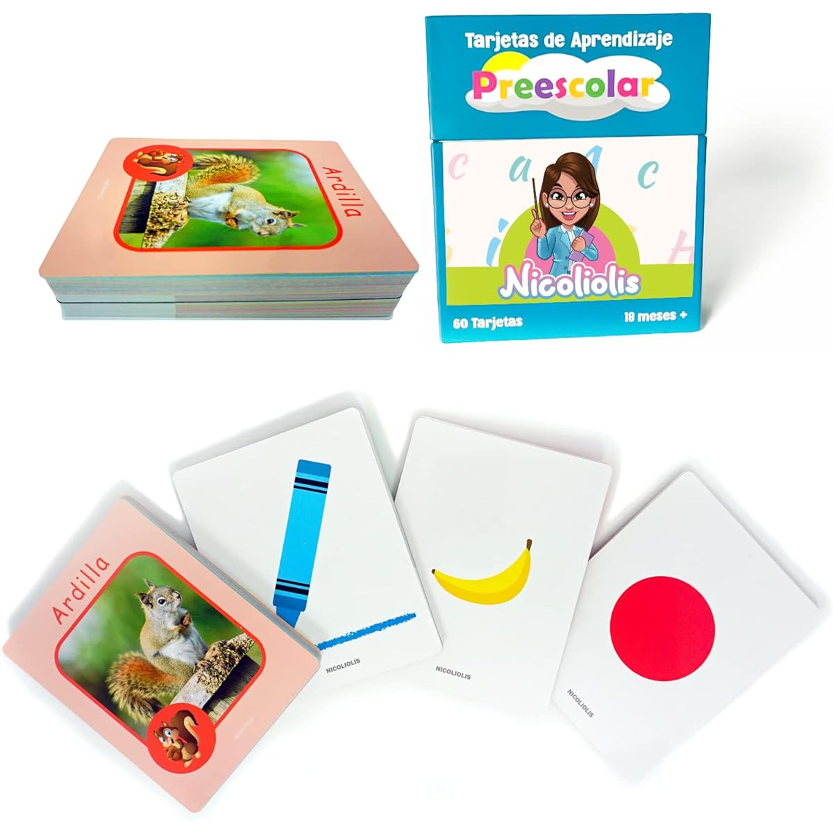 Nicoliolis Spanish Flashcards for Kids QR Code to Audio | Educational Flashcards | Spanish Learning for Kids Spanish Flashcards for Toddlers | Spanish Flashcards / Flashcards Spanish