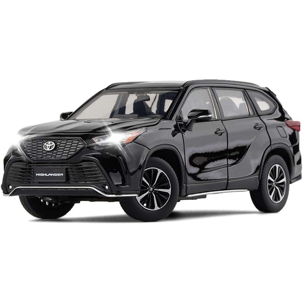 Highlander XSE AWD Hybrid 2021 Model Car 1/32 Scale Diecast Car Diecast Car Metal Alloy Diecast Car Door Open Light Sound Rotating Wheel Collection Adults Men Children Toys Boys Present Black