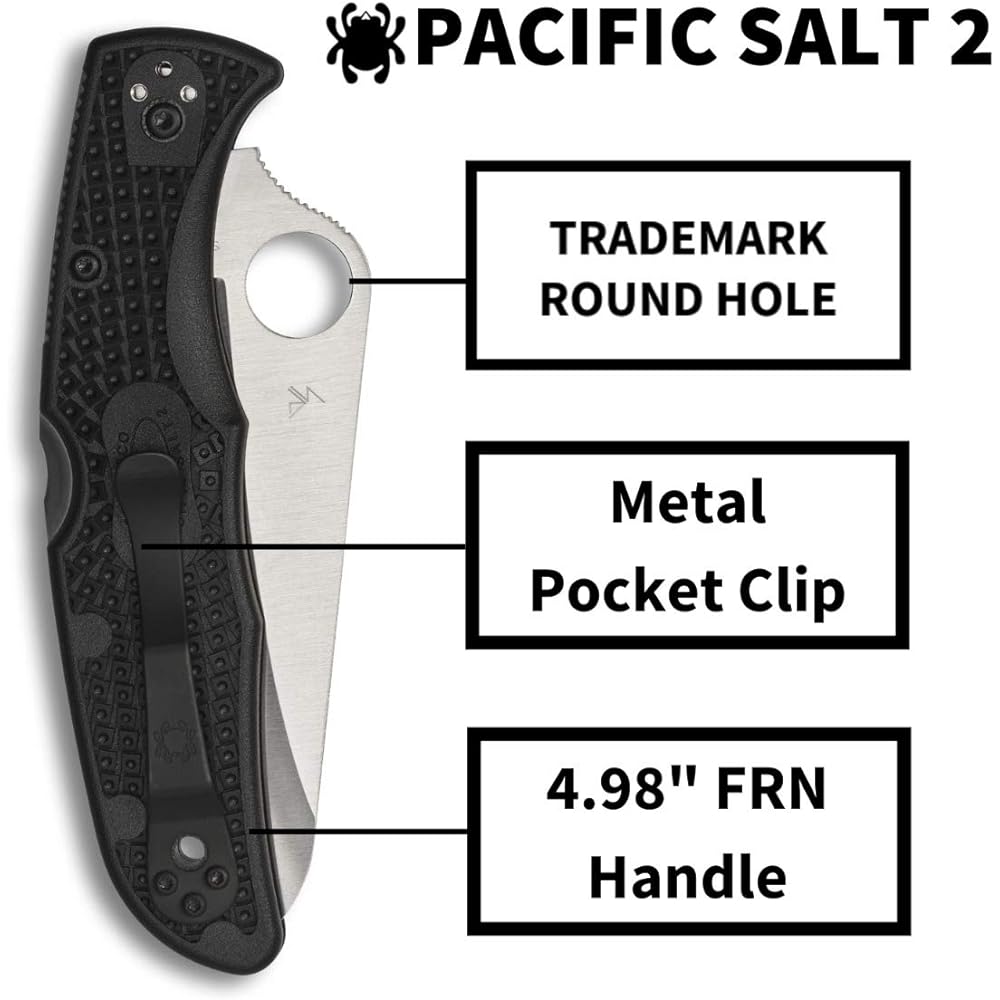 Spyderco Spyderco Folding Knife Black Total Length: 221mm Pacific Salt 2 H-1 [Straight Blade] C91PBK2